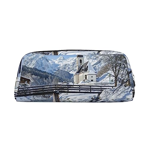 EVANEM Federmäppchen Federmäppchen Stifttasche Winterlandschaft Alpen Gedruckt Schreibwaren Organizer mit Reißverschluss Federmäppchen Kosmetiktasche für Büro Reisen Münzbeutel, silber, Einheitsgröße, Taschen-Organizer von EVANEM