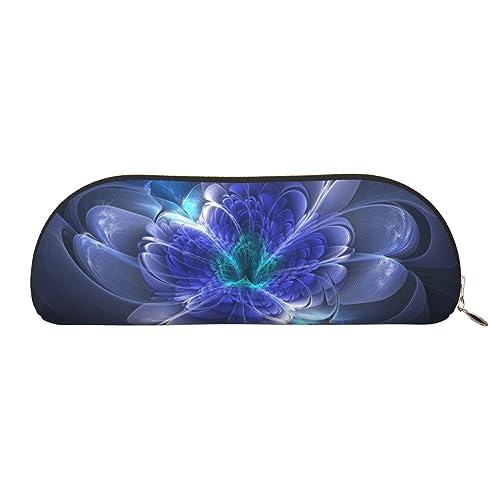 EVANEM Federmäppchen aus Leder mit Blumenmuster – Stiftehalter für Studenten, Büro, Schreibwaren, modische Kosmetiktasche, halbrunde Organizer-Tasche, Fantasy Blue Flower, Einheitsgröße, Schulranzen von EVANEM