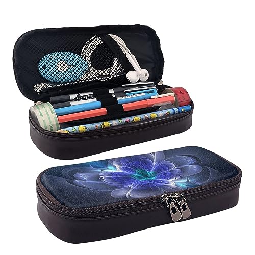 EVANEM Federmäppchen mit Blumenmuster, Leder, großes Fassungsvermögen, schmutzabweisend, Fantasy Blue Flower, Einheitsgröße, Beauty Case von EVANEM