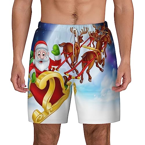 EVANEM Herren-Badehose mit Weihnachtsmann-Rentier-Schlitten, Board-Shorts, schnelltrocknend, Badeshorts mit Netzfutter, weiß, 56 EVANEM Herren-Badehose mit Weihnachtsmann-Rentier-Schlitten, Board-Shorts, schnelltrocknend, Badeshorts mit Netzfutter, weiß, 56 von EVANEM