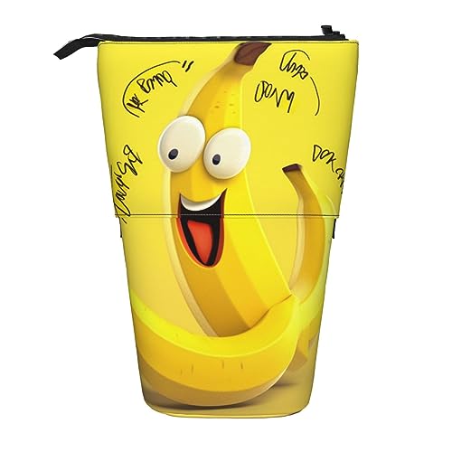 EVANEM Junge Pinguine Bedrucktes Federmäppchen Stehender Stifthalter Teleskop-Bleistiftbeutel Oxford Tuch Pop Up Make-up Tasche für Büro Mitte, Yellow Banana, Einheitsgröße, Taschen-Organizer von EVANEM