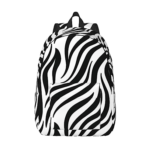 EVANEM Laptop-Rucksack mit Zebra-Druck, Leinen-Rucksack für Damen und Herren, Reisetasche, Schwarz , S von EVANEM