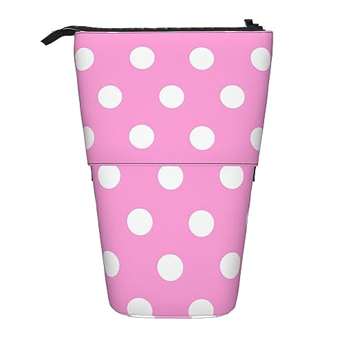 EVANEM Lila Schwarz Schmetterling Gedruckt Bleistift Fall Stehen Stifthalter Teleskop Bleistift Pouch Oxford Tuch Pop Up Make-up Tasche für Büro Mitte, pink / punkte, Einheitsgröße, Taschen-Organizer von EVANEM