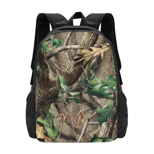 EVANEM Modische einfache Umhängetasche – 38,1 cm (15 Zoll) Eulen auf Ästen Laptop Rucksack – Studentenrucksack mit verstellbaren Schultergurten für Damen und Herren, Hardwoods Green Camo, One size von EVANEM