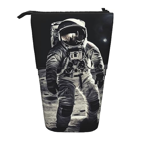 EVANEM Mond Astronaut Bedrucktes Federmäppchen Stehender Stifthalter Teleskop-Bleistiftbeutel Oxford Tuch Pop Up Make-up-Tasche für Büro Mitte, Mond Astronaut, Einheitsgröße, Taschen-Organizer von EVANEM