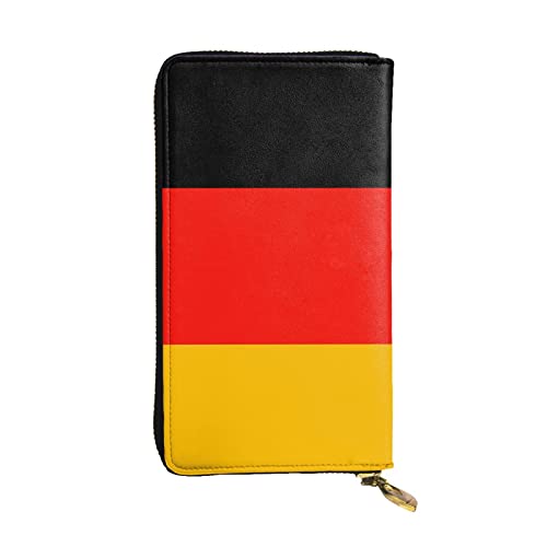 EVANEM Paris Street Tower Pink Floral Damen Lange Geldbörse - Leder Reißverschluss Clutch Geldbörse - Stilvolle Münzbörse mit Kartenfächern, Deutschland Flagge, Einheitsgröße von EVANEM