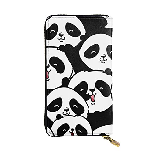 EVANEM Paris Street Tower Pink Floral Damen Lange Geldbörse - Leder Reißverschluss Clutch Geldbörse - Stilvolle Münzbörse mit Kartenfächern, Panda-Muster, Einheitsgröße von EVANEM