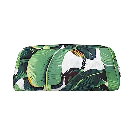 EVANEM Pencil Case Pencil Pouch Pen Bag Banana Palm Leaves Printed Stationery Organizer with Zipper Pencil Pen Case Cosmetic Bag for Office Travel Coin Pouch, silber, Einheitsgröße, Taschen-Organizer von EVANEM