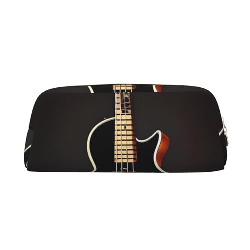 EVANEM Pencil Case Pencil Pouch Pen Bag Black Guitar Printed Stationery Organizer with Zipper Pencil Pen Case Cosmetic Bag for Office Travel Coin Pouch, gold, Einheitsgröße, Taschen-Organizer von EVANEM