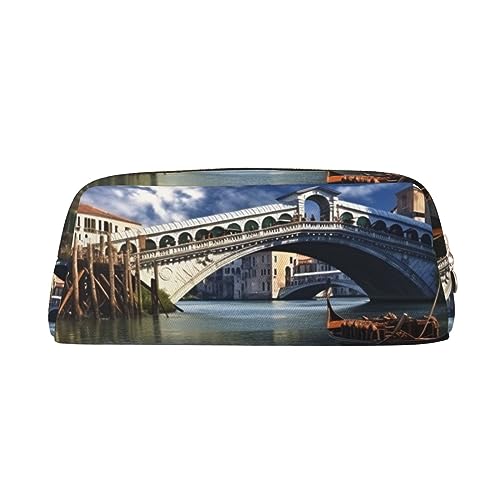 EVANEM Pencil Case Pencil Pouch Pen Bag Bridge Boat Printed Stationery Organizer with Zipper Pencil Pen Case Cosmetic Bag for Office Travel Coin Pouch, gold, Einheitsgröße, Taschen-Organizer von EVANEM