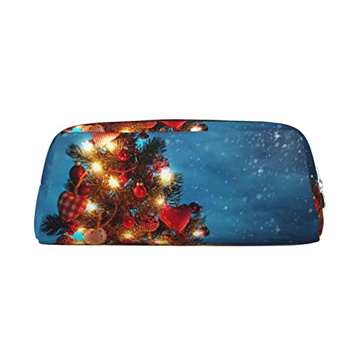 EVANEM Pencil Case Pencil Pouch Pen Bag Christmas Tree Picture Printed Stationery Organizer with Zipper Pencil Pen Case Cosmetic Bag for Office Travel Coin Pouch, silber, Einheitsgröße, von EVANEM