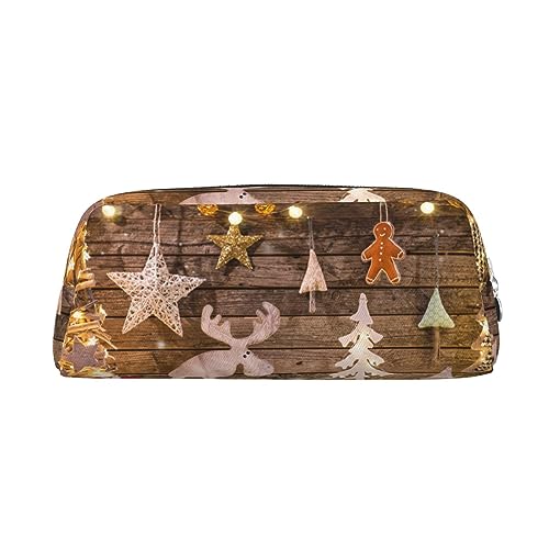 EVANEM Pencil Case Pencil Pouch Pen Bag Christmas Trees Deer Printed Stationery Organizer with Zipper Pencil Pen Case Cosmetic Bag for Office Travel Coin Pouch, silber, Einheitsgröße, von EVANEM