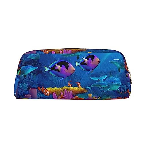 EVANEM Pencil Case Pencil Pouch Pen Bag Colorful Fishes Printed Stationery Organizer with Zipper Pencil Pen Case Cosmetic Bag for Office Travel Coin Pouch, gold, Einheitsgröße, Taschen-Organizer von EVANEM