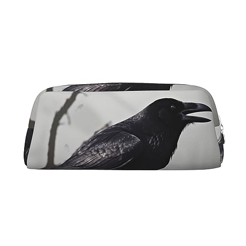 EVANEM Pencil Case Pencil Pouch Pen Bag Crow Birds Printed Stationery Organizer with Zipper Pencil Pen Case Cosmetic Bag for Office Travel Coin Pouch, silber, Einheitsgröße, Taschen-Organizer von EVANEM