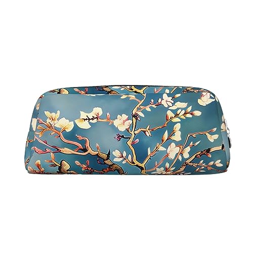 EVANEM Pencil Case Pencil Pouch Pen Bag Mandelblüte Printed Stationery Organizer with Zipper Pencil Pen Case Cosmetic Bag for Office Travel Coin Pouch, silber, Einheitsgröße, Taschen-Organizer von EVANEM