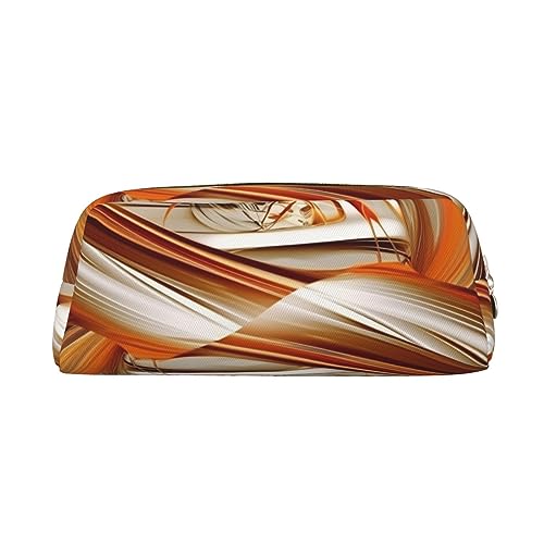 EVANEM Pencil Case Pencil Pouch Pen Bag Orange White Lines Printed Stationery Organizer with Zipper Pencil Pen Case Cosmetic Bag for Office Travel Coin Pouch, gold, Einheitsgröße, Taschen-Organizer von EVANEM