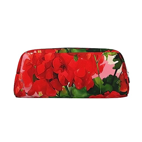 EVANEM Pencil Case Pencil Pouch Pen Bag Red Geranien Printed Stationery Organizer with Zipper Pencil Pen Case Cosmetic Bag for Office Travel Coin Pouch, silber, Einheitsgröße, Taschen-Organizer von EVANEM