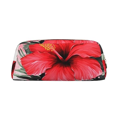 EVANEM Pencil Case Pencil Pouch Pen Bag Red Hibiscus Printed Stationery Organizer with Zipper Pencil Pen Case Cosmetic Bag for Office Travel Coin Pouch, gold, Einheitsgröße, Taschen-Organizer von EVANEM