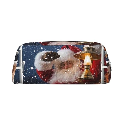 EVANEM Pencil Case Pencil Pouch Pen Bag Santa Claus Printed Stationery Organizer with Zipper Pencil Pen Case Cosmetic Bag for Office Travel Coin Pouch, silber, Einheitsgröße, Taschen-Organizer von EVANEM