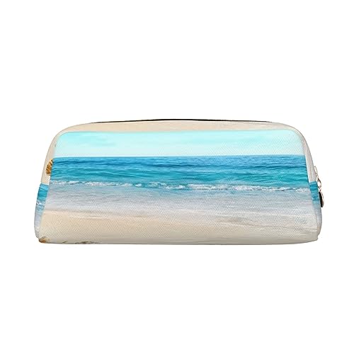 EVANEM Pencil Case Pencil Pouch Pen Bag Seashells Sand Printed Stationery Organizer with Zipper Pencil Pen Case Cosmetic Bag for Office Travel Coin Pouch, gold, Einheitsgröße, Taschen-Organizer von EVANEM