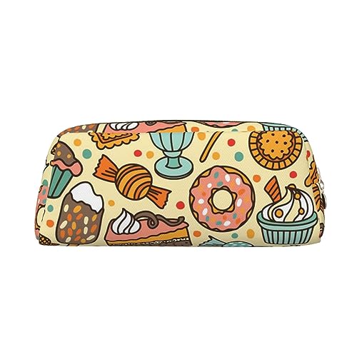 EVANEM Pencil Case Pencil Pouch Pen Bag Sweets Pattern Printed Stationery Organizer with Zipper Pencil Pen Case Cosmetic Bag for Office Travel Coin Pouch, gold, Einheitsgröße, Taschen-Organizer von EVANEM