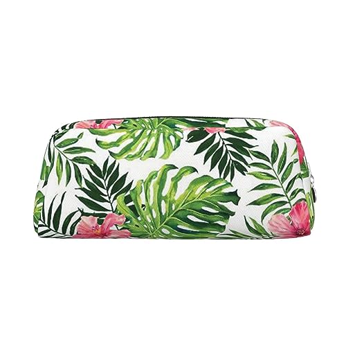 EVANEM Pencil Case Pencil Pouch Pen Bag Tropical Leaves Printed Stationery Organizer with Zipper Pencil Pen Case Cosmetic Bag for Office Travel Coin Pouch, silber, Einheitsgröße, Taschen-Organizer von EVANEM