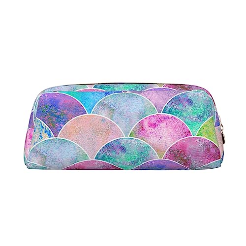 EVANEM Pencil Case Pencil Pouch Pen Bag Watercolor Fish Scale Printed Stationery Organizer with Zipper Pencil Pen Case Cosmetic Bag for Office Travel Coin Pouch, gold, Einheitsgröße, Taschen-Organizer von EVANEM