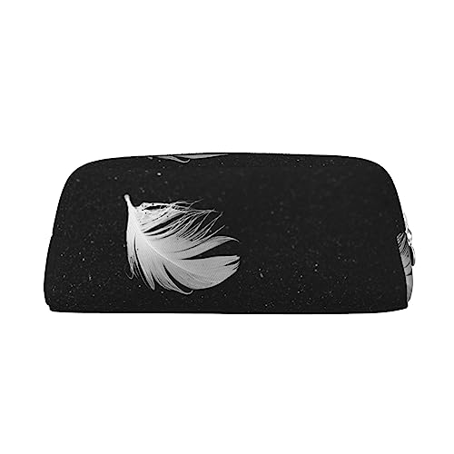 EVANEM Pencil Case Pencil Pouch Pen Bag White Feather Printed Stationery Organizer with Zipper Pencil Pen Case Cosmetic Bag for Office Travel Coin Pouch, silber, Einheitsgröße, Taschen-Organizer von EVANEM