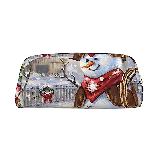 EVANEM Pencil Case Pencil Pouch Pen Bag Winter Snowman Printed Stationery Organizer with Zipper Pencil Pen Case Cosmetic Bag for Office Travel Coin Pouch, silber, Einheitsgröße, Taschen-Organizer von EVANEM