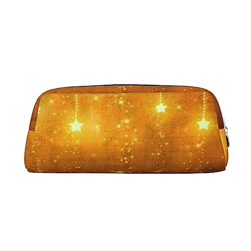 EVANEM Pencil Case Pencil Pouch Pen Bag Yellow Brown Stars Printed Stationery Organizer with Zipper Pencil Pen Case Cosmetic Bag for Office Travel Coin Pouch, silber, Einheitsgröße, Taschen-Organizer von EVANEM