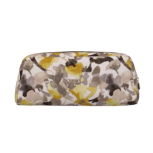 EVANEM Pencil Case Pencil Pouch Pen Bag Yellow Gray Flower Printed Stationery Organizer with Zipper Pencil Pen Case Cosmetic Bag for Office Travel Coin Pouch, gold, Einheitsgröße, Taschen-Organizer von EVANEM