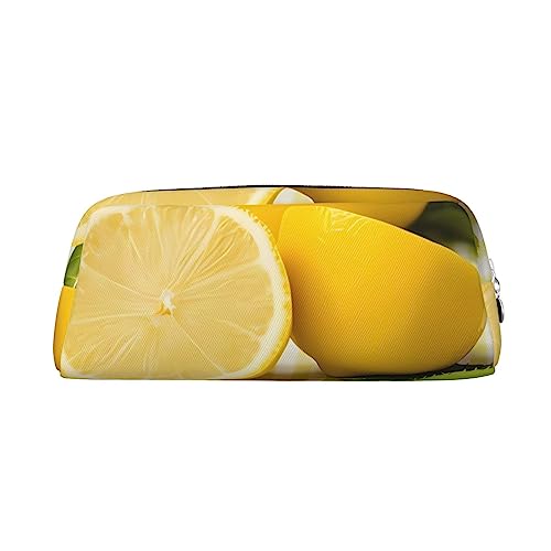 EVANEM Pencil Case Pencil Pouch Pen Bag Yellow Lemon Printed Stationery Organizer with Zipper Pencil Pen Case Cosmetic Bag for Office Travel Coin Pouch, silber, Einheitsgröße, Taschen-Organizer von EVANEM