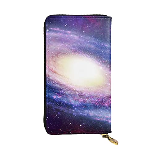 EVANEM Pink Flowers Damen Lange Geldbörse - Leder Reißverschluss Clutch Geldbörse - Stilvolle Münzbörse mit Kartenfächern, Spiral Galaxy, Einheitsgröße von EVANEM