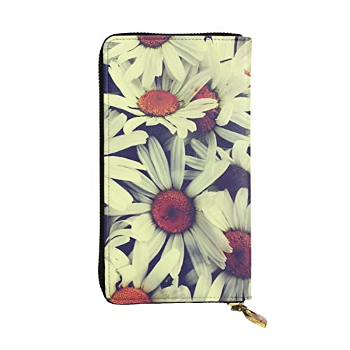 EVANEM Pink Flowers Damen Lange Geldbörse - Leder Reißverschluss Clutch Geldbörse - Stilvolle Münzbörse mit Kartenfächern, Vintage Blumen, Einheitsgröße von EVANEM