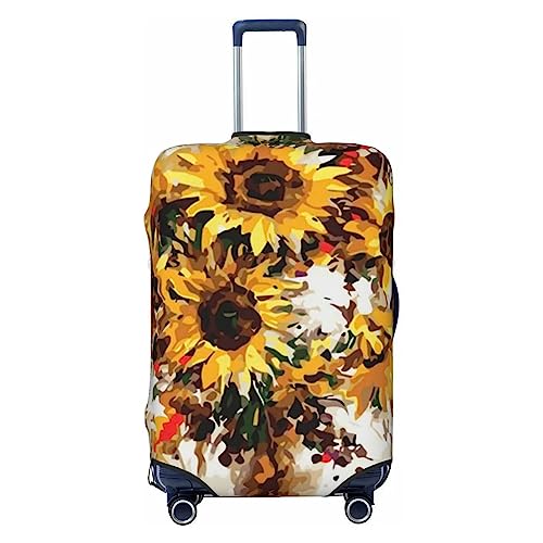 EVANEM Reise Gepäck Abdeckung Doppelseitige Koffer Abdeckung Für Mann Frau Ölgemälde Sonnenblume Waschbar Koffer Protector Gepäck Protector Für Reisen Erwachsene, Schwarz , XL von EVANEM