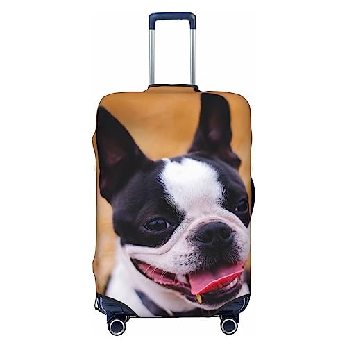 EVANEM Reisegepäckabdeckung, doppelseitig, für Mann und Frau, schöner Boston Terrier, waschbar, Koffer-Schutz, Gepäckschutz für Reisen, Erwachsene, Schwarz , XL von EVANEM