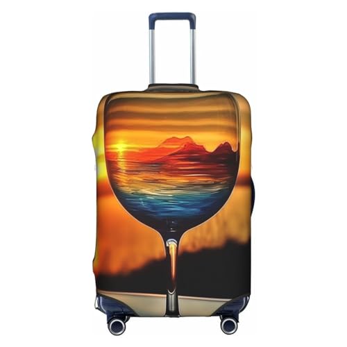 EVANEM Schöne Sonnenaufgang-Reisegepäckabdeckung, elastische Trolley-Koffer-Schutzhülle, kratzfester Koffer-Schutz, passend für 45,7 - 81,3 cm Gepäck, Weinglas Sunset, L von EVANEM