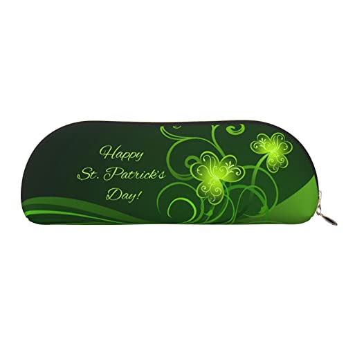 EVANEM Schöne gepunktete Leder Bleistift Tasche - Student Büro Stifthalter Organizer Schreibwaren Tasche - Mode Kosmetiktasche - halbrunde Organizer-Tasche, Happy St Patrick's Day, Einheitsgröße, von EVANEM