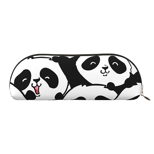 EVANEM Schöne gepunktete Leder Bleistift Tasche - Student Büro Stifthalter Organizer Schreibwaren Tasche - Mode Kosmetiktasche - halbrunde Organizer-Tasche, Panda-Muster, Einheitsgröße, Schulranzen von EVANEM