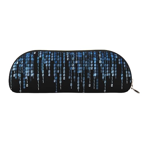 EVANEM Schöne gepunktete Leder Bleistift Tasche - Student Büro Stifthalter Organizer Schreibwaren Tasche - Mode Kosmetiktasche - halbrunde Organizer-Tasche, The Blue Binary, Einheitsgröße, Schulranzen von EVANEM