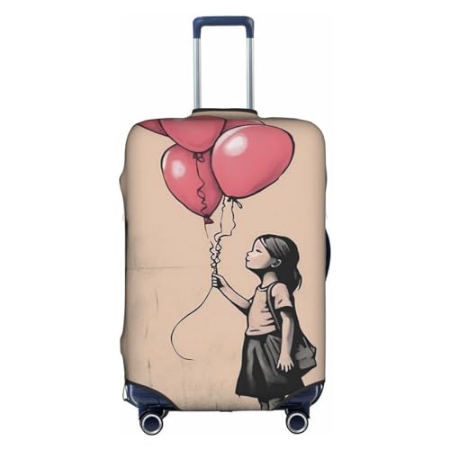 EVANEM Skyscraper Buildings Reisegepäckabdeckung, elastische Trolley-Koffer-Schutzhülle, kratzfester Koffer-Schutz, passend für 45,7 - 81,3 cm Gepäck, There is Always Hope and Girl With Balloons, XL von EVANEM