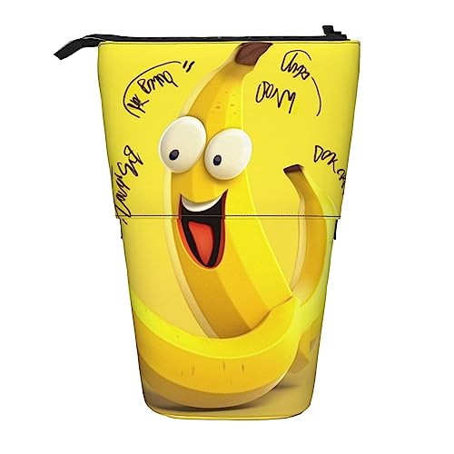 EVANEM Stehende Federmäppchen Junge Pinguine Gedruckt Teleskop Bleistifthalter Schreibwaren Fall Pop Up Bleistift Tasche Teleskop Stifthalter Für Büro Arbeit Neujahr Geschenk, Yellow Banana, von EVANEM