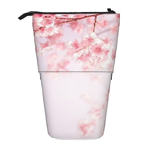 EVANEM Stehende Federmäppchen Lila Blume Gedruckt Teleskop Bleistift Halter Schreibwaren Fall Pop Up Bleistift Tasche Teleskop Stifthalter Für Büro Arbeit Neujahr Geschenk, Pink Cherry, Einheitsgröße von EVANEM