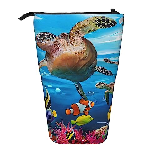 EVANEM Stehende Federmäppchen Schöne Lila Schmetterling Gedruckt Teleskop Bleistift Halter Schreibwaren Fall Pop Up Bleistift Tasche Teleskop Stifthalter Für Büro Arbeit Neujahr Geschenk, ocean, von EVANEM