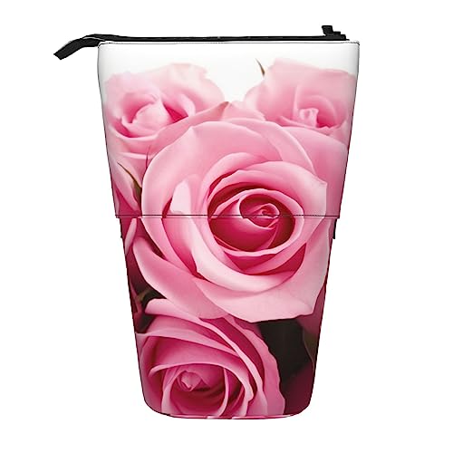 EVANEM Stehendes Federmäppchen Lila Schmetterling Blume Gedruckt Teleskop Bleistifthalter Schreibwaren Fall Pop Up Bleistift Tasche Teleskop Stifthalter Für Büro Arbeit Neujahr Geschenk, Rosa, von EVANEM