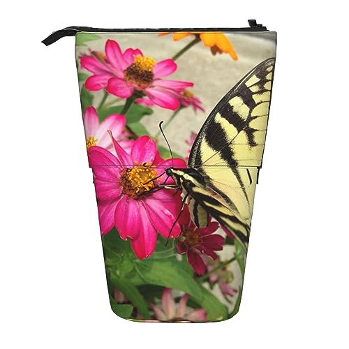 EVANEM Stehendes Federmäppchen Pop up Bleistifthalter Schmetterling Garten Teleskop Schreibwaren Fall für Büro Stand-up Organizer Retractable Pencil Pouch Pencil Bag Stifthalter für Arbeit 7 × 14,5 von EVANEM