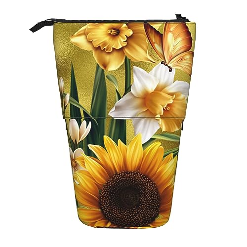 EVANEM Stehendes Federmäppchen Pop up Bleistifthalter Schmetterling Garten Teleskop Schreibwaren Fall für Büro Stand-up Organizer Retractable Pencil Pouch Pencil Bag Stifthalter für Arbeit 7 × 14,5 von EVANEM