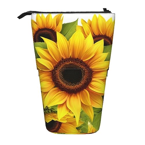 EVANEM Sunflower Printed Pencil Case Standing Pen Holder Telescopic Pencil Pouch Oxford Cloth Pop Up Makeup Bag for Office Middle, sonnenblume, Einheitsgröße, Taschen-Organizer von EVANEM