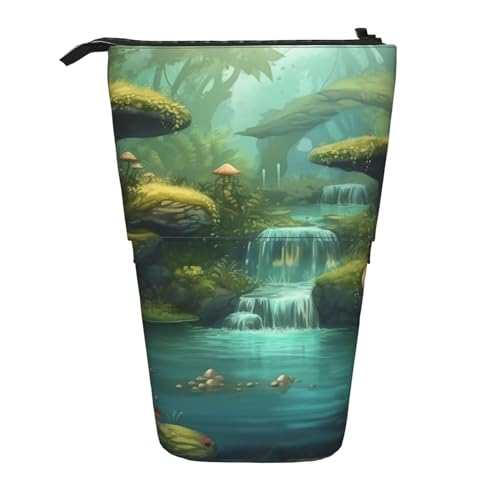 EVANEM Teleskop Federmäppchen Schreibwaren Fall für Büro Aquarell Feder Stehende Bleistifttasche Pop up Bleistifthalter Stifthalter für Urlaub Stand-up Organizer Retractable Pencil Pouch, Pilz Blick von EVANEM