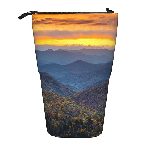 EVANEM Teleskop Federmäppchen Schreibwaren Fall für Büro Blue Ridge Parkway Mountains Standing Pencil Bag Pop up Pencil Holder Stifthalter für Urlaub Stand-up Organizer Retractable Pencil Pouch, Blue von EVANEM